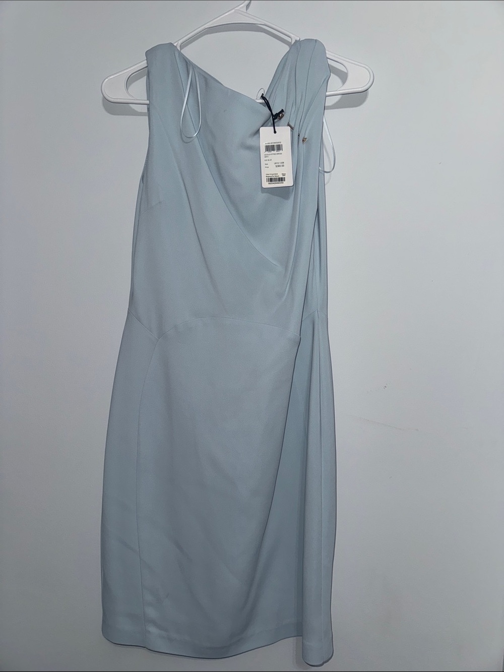Reiss  Pale Blue One-Shoulder Draped Dress